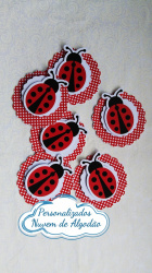 Aplique 3d de latinha 5x5 Jardim encantado - Joaninha Aplique 3d de latinha 5x5 Jardim encantado - Joaninha