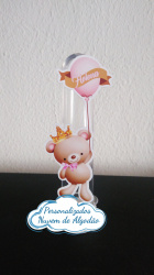 Aplique de tubete Ursinha Princesa balão Aplique de tubete Ursinha Princesa balão