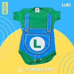 Body Temático Luigi para Mêsversário de Bebês disponivel P M G Body Temático Luigi para Mêsversário de Bebês disponivel P M G