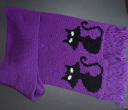 Cachecol Roxo Gato Preto Cachecol Roxo Gato Preto