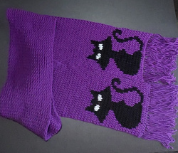 Cachecol Roxo Gato Preto Cachecol Roxo Gato Preto