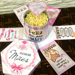 Caixa explosão para mini bolo 10cm Dia das mães Caixa explosão para mini bolo 10cm Dia das mães