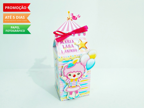 Caixa milk Circo rosa - palhacinha-Caixa milk Circo rosa - palhacinha
Fazemos em qualquer tema.
Envie nome e idade para personalizaç