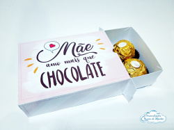 Caixa para 6 docinhos - Dia das mães - Amo mais que chocolate Caixa para 6 docinhos - Dia das mães - Amo mais que chocolate