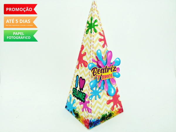 Caixa pirâmide Slime Caixa pirâmide Slime-Caixa pirâmide Slime com aplique.
Fazemos em qualquer tema.
Envie nome e idade para personalizaç