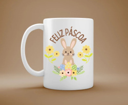 Caneca Porcelana Feliz Páscoa 01 Caneca Porcelana Feliz Páscoa 01