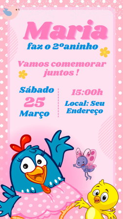 convite de aniversario galinha pintadinha