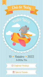 Convite Digital Chá de bebê avião  Personalizado elefante envio pelo whatsapp Convite Digital Chá de bebê avião  Personalizado elefante envio pelo whatsapp