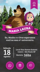 Convite Digital Machá e o Urso Personalizado  envio pelo whatsapp Convite Digital Machá e o Urso Personalizado  envio pelo whatsapp