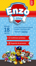 Convite Digital Patrulha Canina Personalizado  envio pelo whatsapp Convite Digital Patrulha Canina Personalizado  envio pelo whatsapp