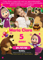 Convite Digital Masha e o urso Convite Digital Masha e o urso