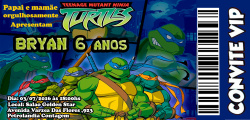 Convite tipo ingresso aniversário  Tartaruga ninja personalizado Convite tipo ingresso aniversário  Tartaruga ninja personalizado