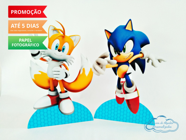 Display de mesa SONIC 19cm - Sonic e Tails-Display de mesa Sonic - Sonic e Tails até 19cm Largura varia de acordo com a imagem. - Possui pé d