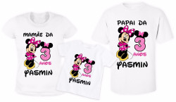 Kit camisetas Minnie rosa Personalizada aniversário Kit camisetas Minnie rosa Personalizada aniversário