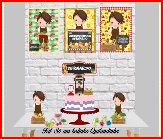 Kit festa quitandinha frutinha decoração de aniversário mesversário Kit festa quitandinha frutinha decoração de aniversário mesversário-Kit festa ideal para aquela festa simples porém inesquecível!!
- 1 topo de bolo
- 2 displays d