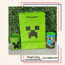 Kit Personalizado Minecraft – Brinde Incrível com Sacola, Cofrinho e Copo Kit Personalizado Minecraft – Brinde Incrível com Sacola, Cofrinho e Copo