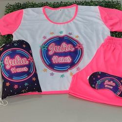 Kit Pijama Sacolinha e Tapa Olho Kit Pijama Sacolinha e Tapa Olho