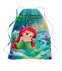 Lembrancinha de Aniversário Mochilinha sacochila Ariel Lembrancinha de Aniversário Mochilinha sacochila Ariel
