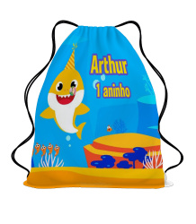 Lembrancinha de Aniversário Mochilinha sacochila Baby Shark Lembrancinha de Aniversário Mochilinha sacochila Baby Shark