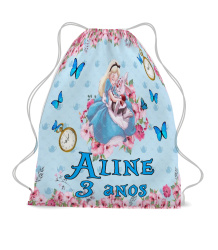 Mochilinha Saco Lembrancinha  Alice no Pais das Maravila Personalizada Mochilinha Saco Lembrancinha  Alice no Pais das Maravila Personalizada