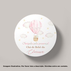 Tag Chá de Bebê Animais no Balão Rosa (30 Unidades) Tag Chá de Bebê Animais no Balão Rosa (30 Unidades)