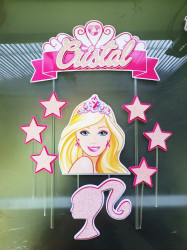 Topo de bolo Barbie Glitter rosa Topo de bolo Barbie Glitter rosa