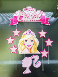 Topo de bolo Barbie Glitter rosa Topo de bolo Barbie Glitter rosa