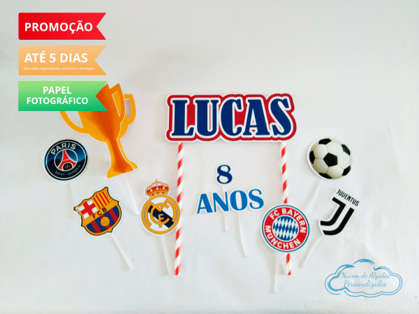 Topo de bolo Champions League Topo de bolo Champions League-Topo de bolo Champions League
- Papel fotográfico glossy 230g
- Acompanham os palitos