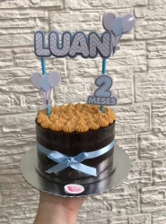 Topo de bolo Chevron azul e cinza Topo de bolo Chevron azul e cinza