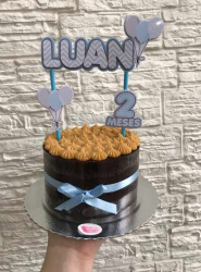 Topo de bolo Chevron azul e cinza Topo de bolo Chevron azul e cinza