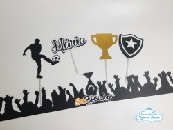 Topo de bolo com faixa Botafogo Topo de bolo com faixa Botafogo