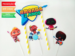 Topo de bolo Mini Beats Power Rockers Topo de bolo Mini Beats Power Rockers