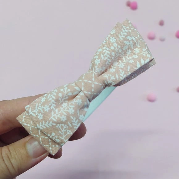 Tiara com Laço Borboleta Duplo Rosé e Branco