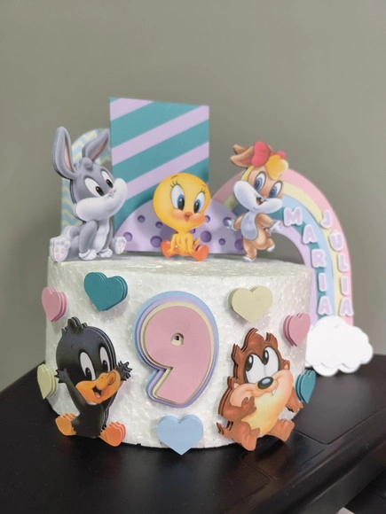 Topo de Bolo 3d Baby Looney Tunes