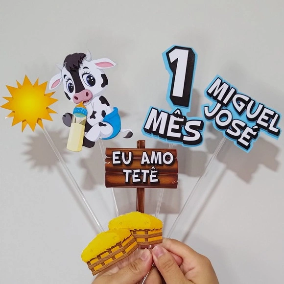 Topo de Bolo 3d Eu Amo Tetê