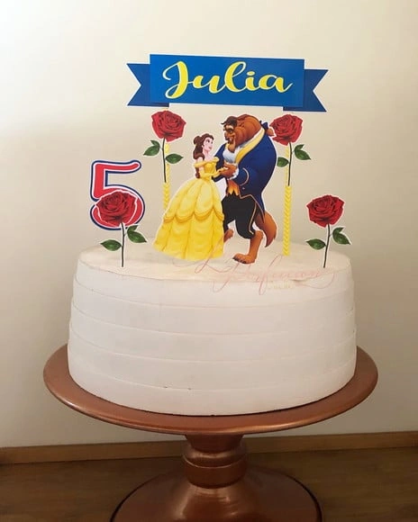 Topo de Bolo a Bela e a Fera