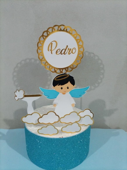 Topo de Bolo Batizado Menino