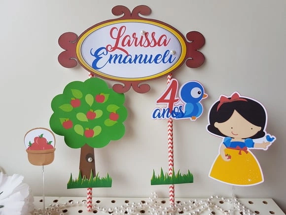 Topo de Bolo Branca de Neve