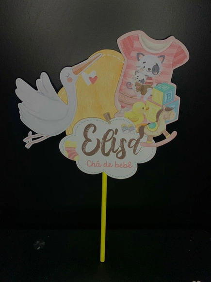Topo de Bolo Chá de Bebê 3d