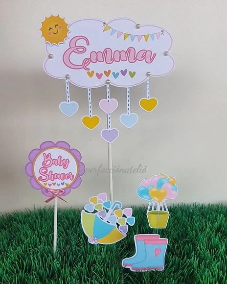 Topo de bolo chuva de amor