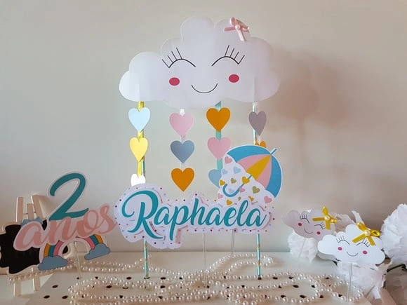 Topo de Bolo Chuva de Amor