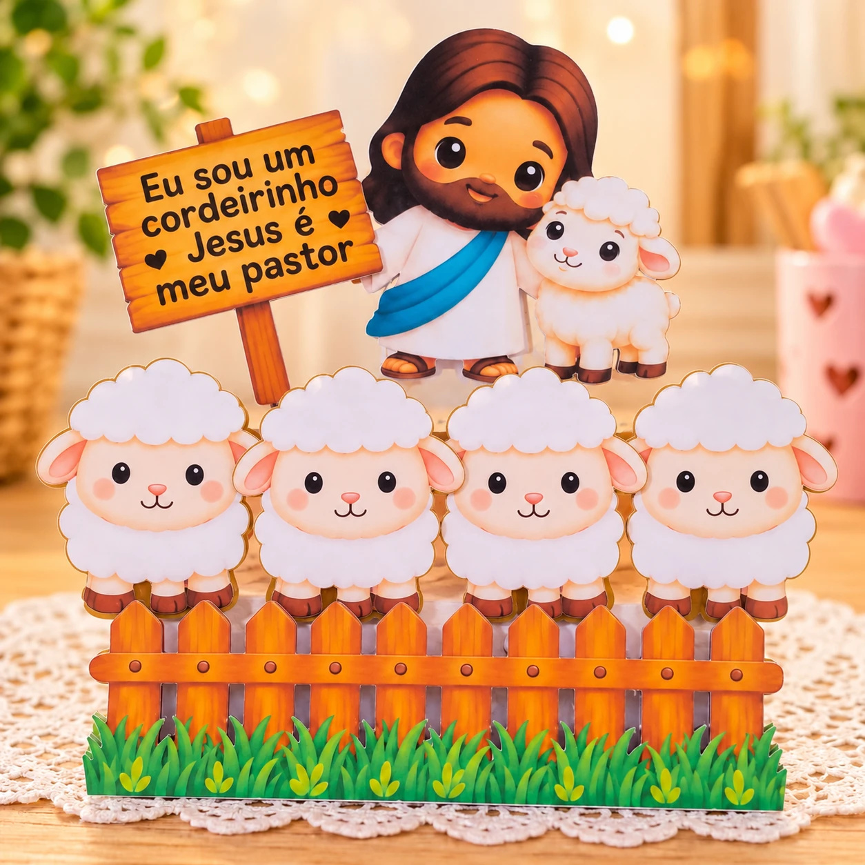 Topo de Bolo Cordeirinho de Jesus