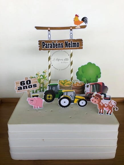 Topo de bolo fazendinha