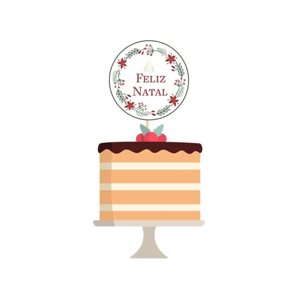 Topo de Bolo Personalizado Feliz Natal