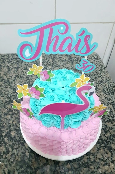 Topo de Bolo Flamingo 3d