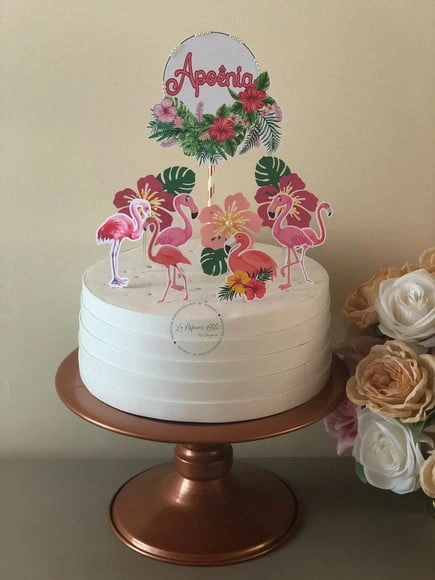 Topo de bolo flamingo