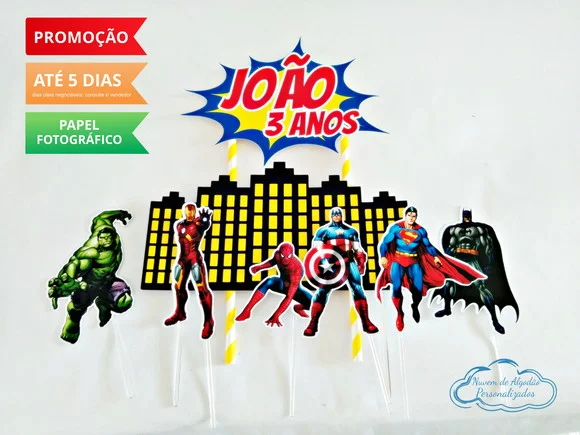 Topo de bolo heróis