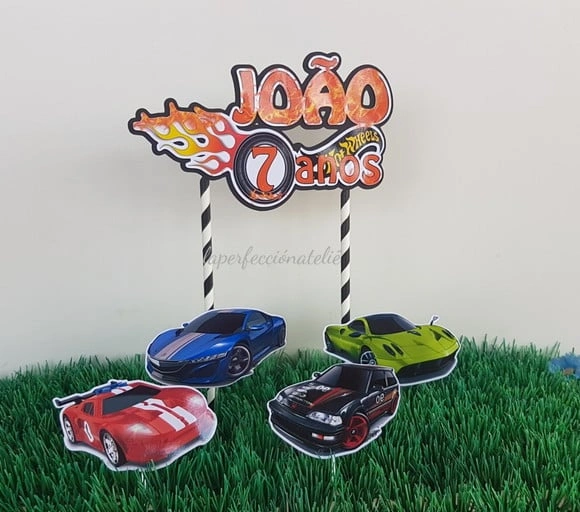 Topo de bolo hotwheels