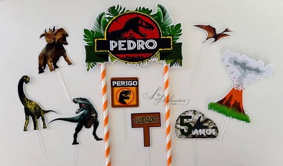 Topo de Bolo Jurassic Park
