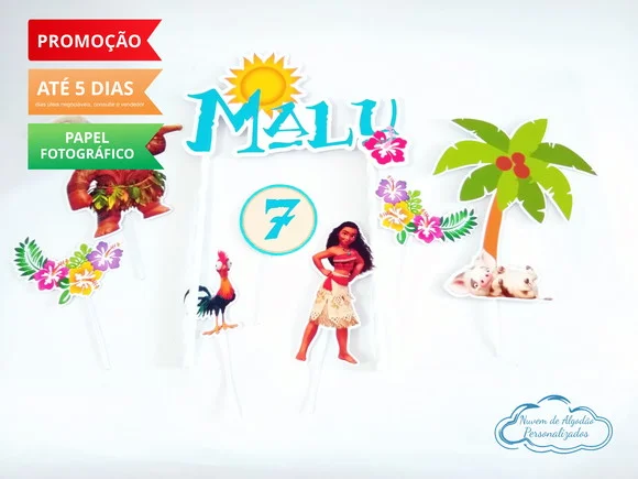 Topo de bolo Moana